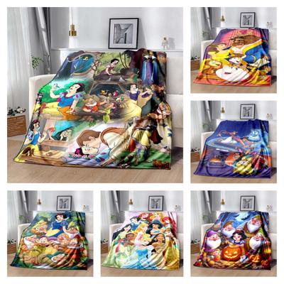 Snow White & Seven Dwarfs Halloween Flannel Blanket, Soft Warm Throw with Pumpkin Print for Bed Sofa and Couch