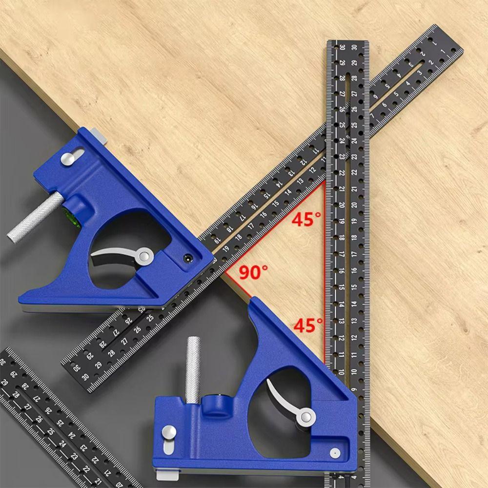 Aluminum Alloy Woodworking Square Ruler 45/90 Degree Freely Move Locator L Shaped Ruler Activity Corner Ruler L 30CM Precision
