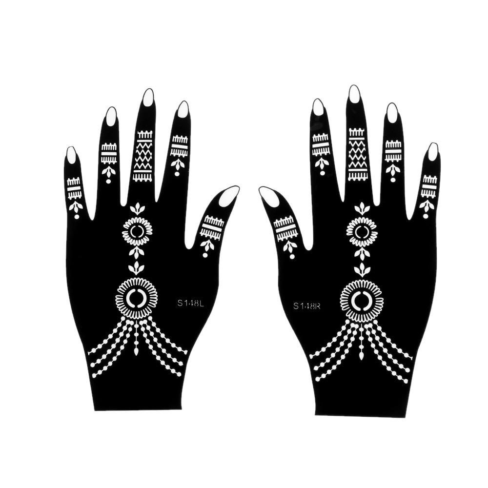 2PCS Henna Tattoo Stencils Flower Tattoo Template Temporary Hand Decal for Women DIY Body Art Henna Template Tattoos