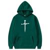 Men's Cross Graphic Hoodie - Black Casual Pullover Sweatshirt with Religious Symbol Print, Fashion Streetwear for Autumn/Winter