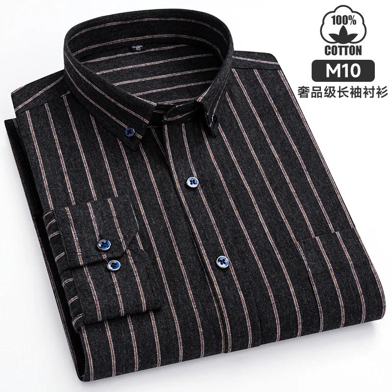 New Plaid Flannel Casual Shirts For Men Autumn Winter Long Sleeve Regular Fit Classic Checked Business Dress Shirt Men's Clothes