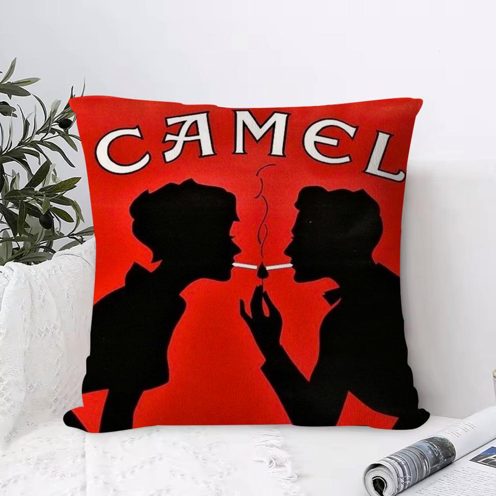 Camel Cigarettes Cushion Cover Anti-dustmite Pillowcase Invisible Zipper Silky Short Plush Sofa Cushion Cover