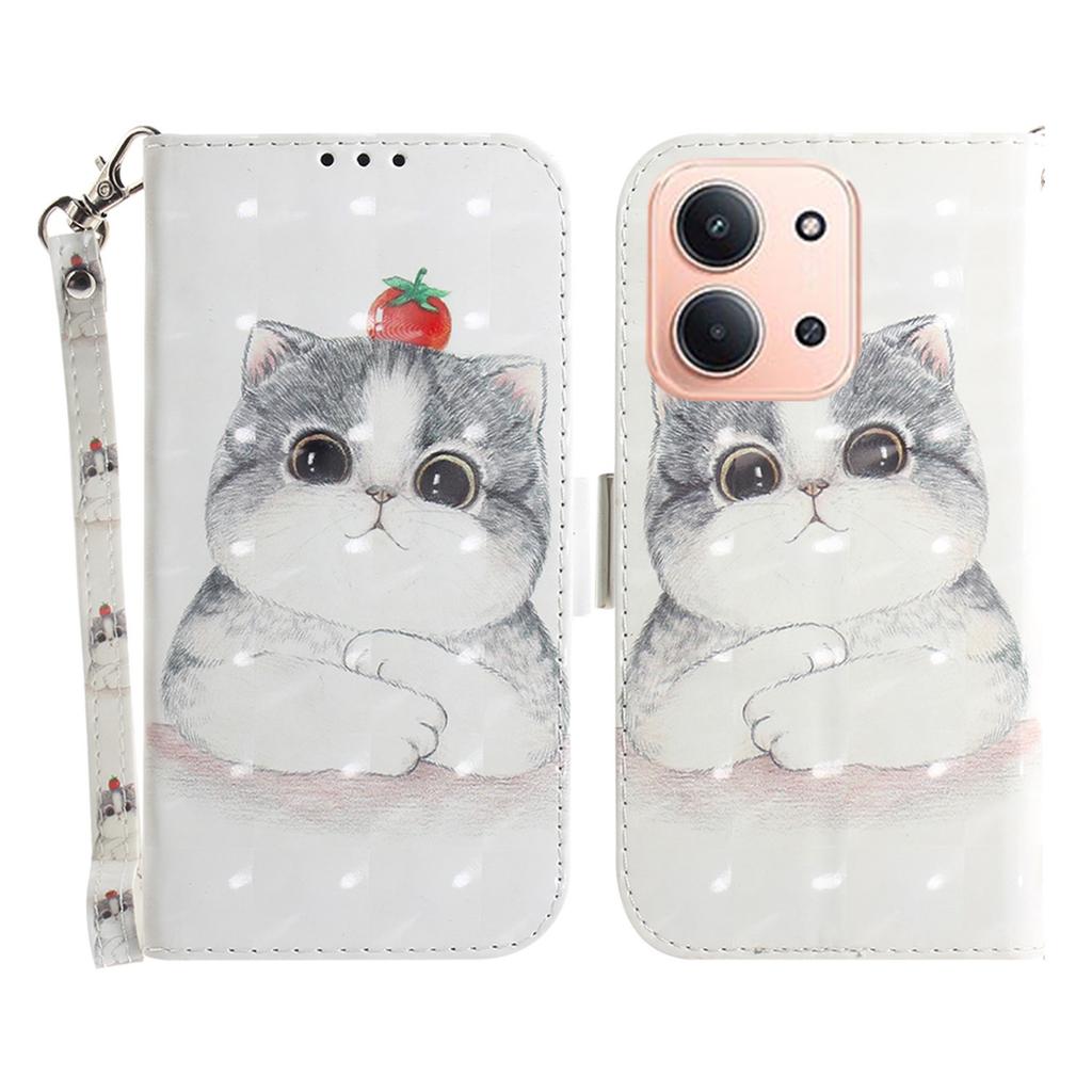 Für Xiaomi Redmi 15C 5G (EU) (173 mm)/15C 4G (EU) (173 mm) Handyhülle mit Musterdruck, Leder-Geldbörse, Handyhülle mit Handschlaufe