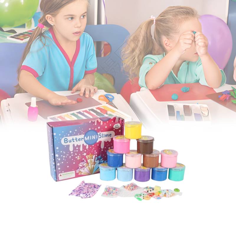 Fluffy Slime Kit  Rainbow Unicorn Super Soft Non Sticky Stress Relief Toy Putty