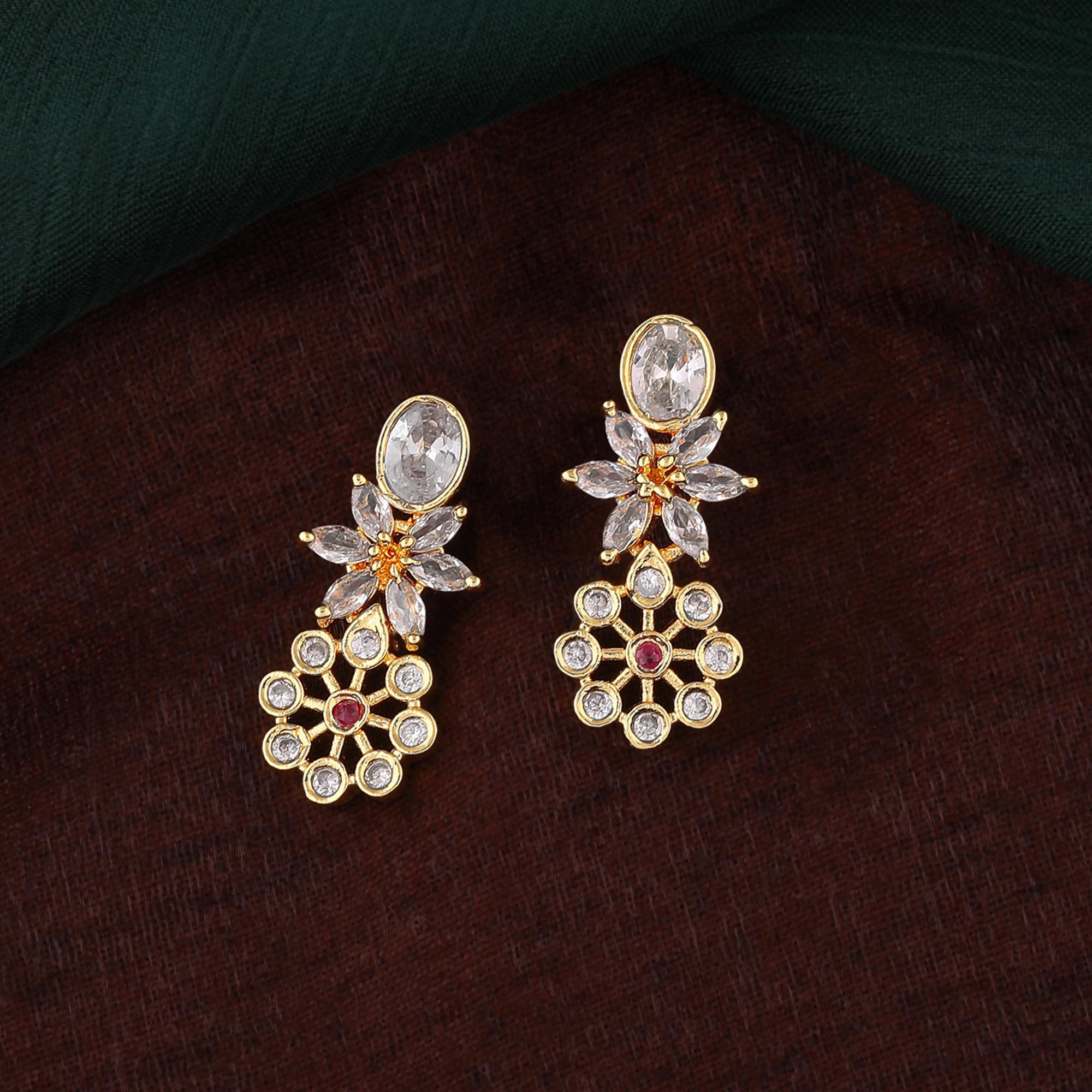 

Дизайнерские серьги Estele с позолотой CZ в виде цветов для женщин