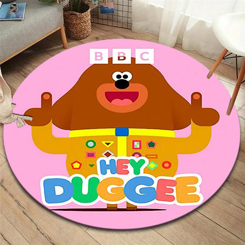 Hey Duggee Round Area Rug,Carpet Rug for Living Room Bedroom Sofa Playroom Decor,Non-slip Floor Mat