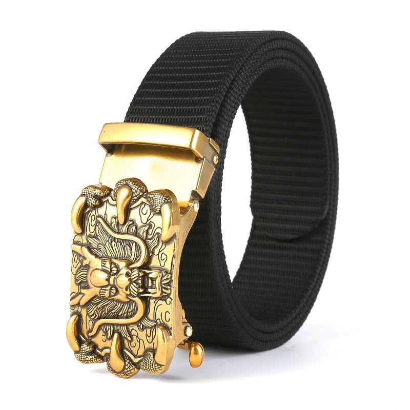 Men'S Nylon Belt Business Automatic Buckle Belt Casual Canvas Toothless Buckle Belt Strength Delivery