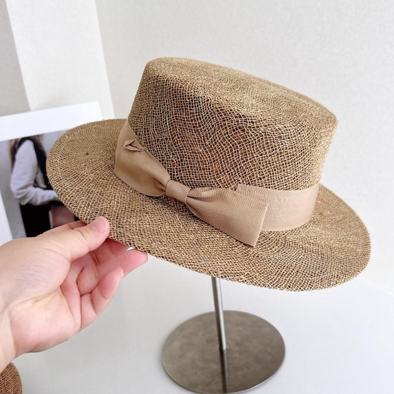 Chic Summer Natural Palm Leaf Woven Bowknot Classic Lady Fedoras Cap Men Women Panama Jazz Hat