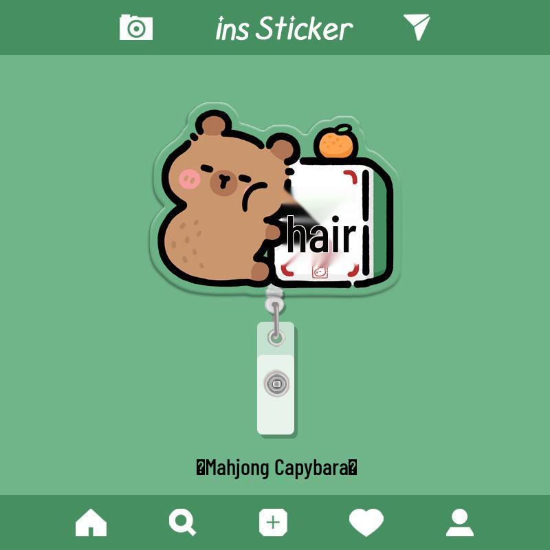 Capybara Retractable ID Card Holder for Students, Doctors & Nurses - Cute Accessory for Name Badges