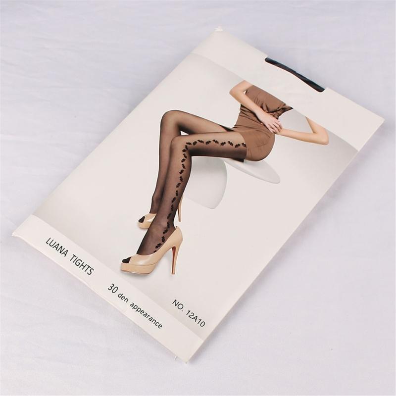 Stylish Comfortable 30D Sheer Silky Tights Side Floral Jacquard Patterned Sexy See Through Pantyhose Stockings for Women