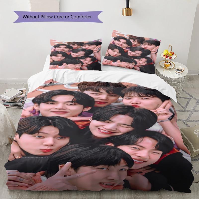 K‑pop Boy Group 3 Pieces Duvet Cover Set, Cute Group Selfie Print Bedding Set, Soft Bedroom Home Textile Without Pillow Core For Kpop Fans