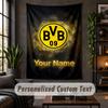 Personalized Wall Tapestry,Borussia Dortmund Custom Text, Soft Fabric Wall Art For Indoor Decoration