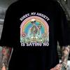 Sorry My Anxiety Is Saying Skeleton Alternative Gothic Punk Rock Skater T-Shirt