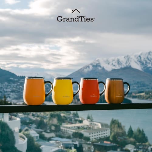 GRANDTIES Premium Vacuum Insulated Mug, 460ml, Available In 19 Colors, with Easy-Open Sliding Lid, Stainless Steel Double-Wall Vacuum Insulation, and