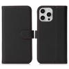 For iPhone 15 Pro Stand Case Litchi Texture Genuine Cow Leather Wallet Phone Cover RFID Blocking