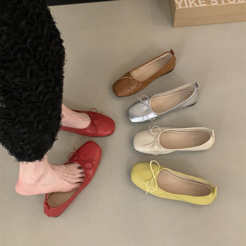 Fashion Bailamos New Women Flats Fashion Round Toe Bow-knot Slip On Ballerinas Shoes Soft Flat Ladies Casual Dress Ballet Shoes