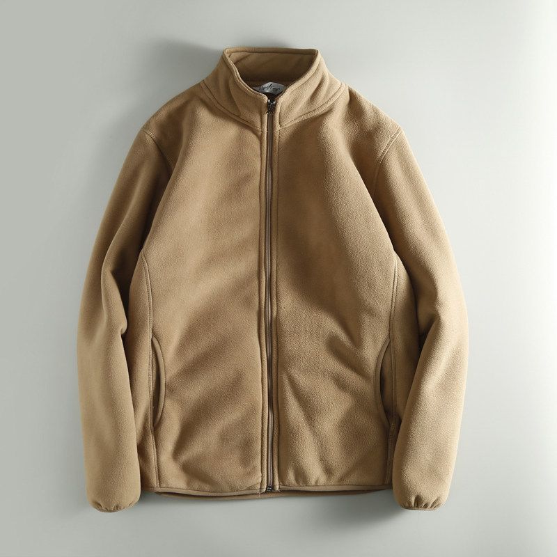 Exported to Japan Fabric! Foreign Trade Cut the Tag off Fleece Men s Polar Fleece Outerwear Export Overplus Order Men s Men s Stand Collar Jacket Khaki 2XL