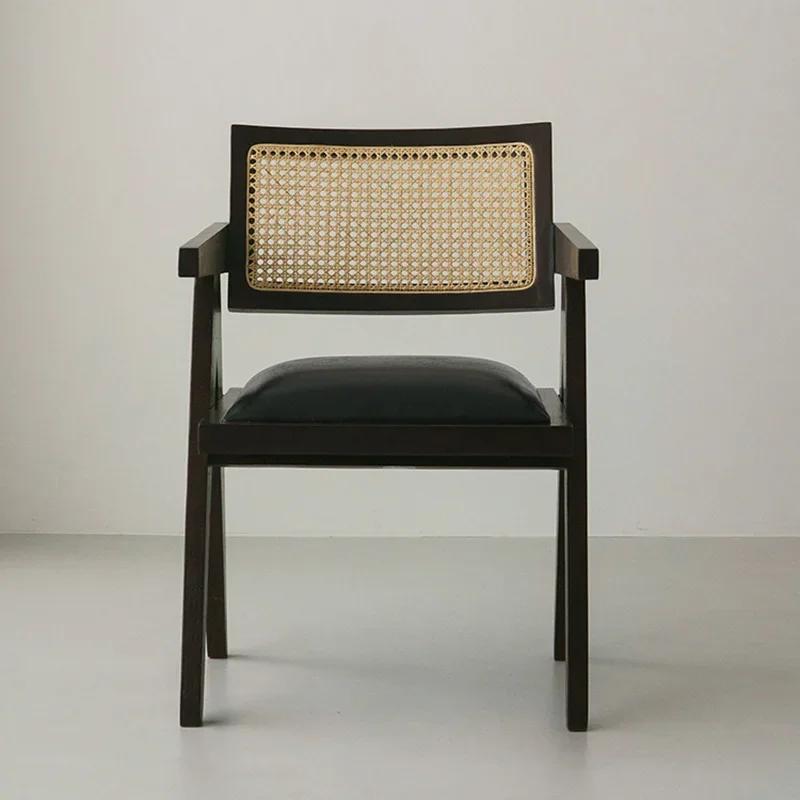Ancient Solid Wood Living Room Chairs Japanese Simple Home Furniture Back Rattan Dining Chair Single Design Armchair Sofa Chair
