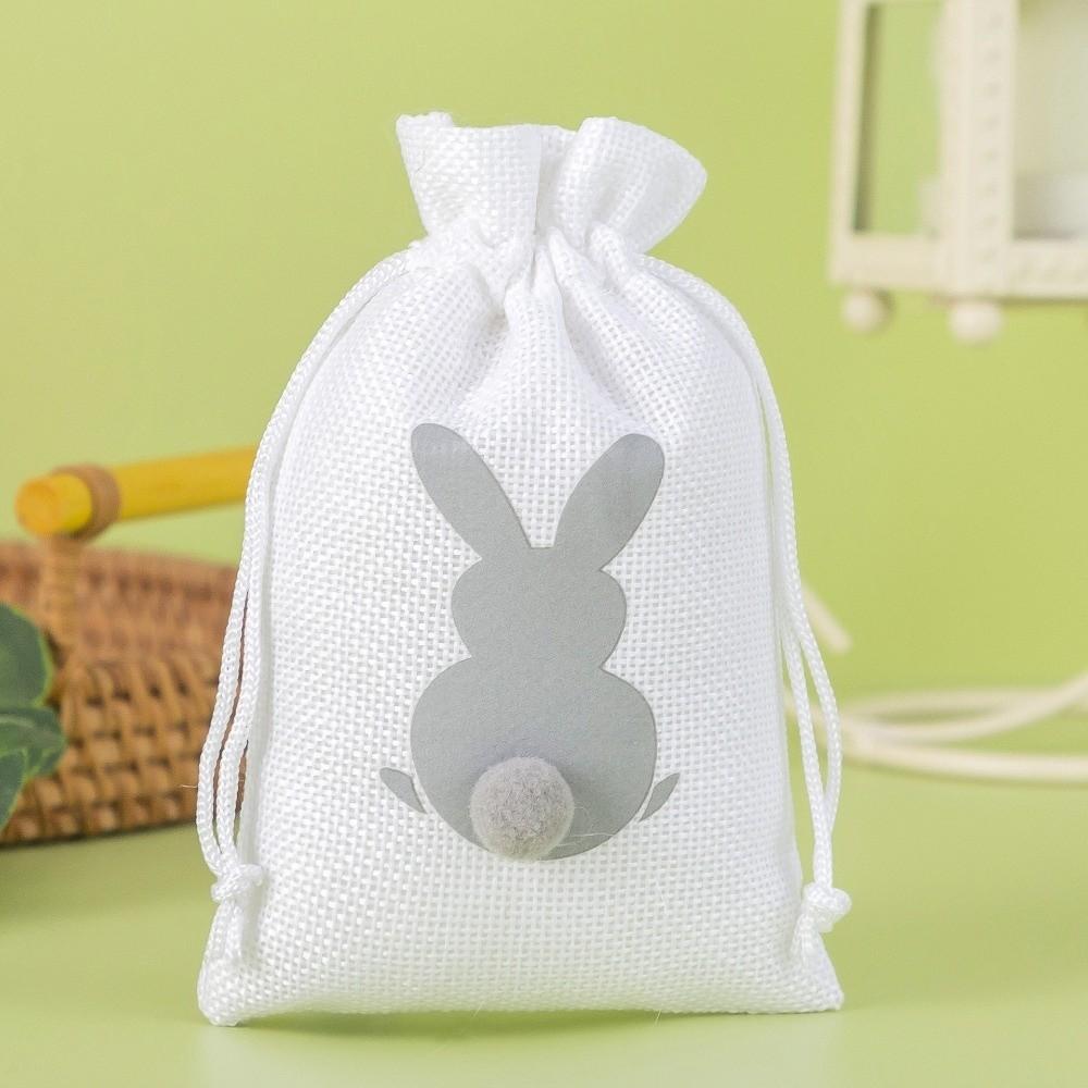 10PCS Bunny Pattern Easter Candy Bags Eco-Friendly Decorative Rabbit Candy Bags Festival Reusable Drawstring Gift Bags Treats