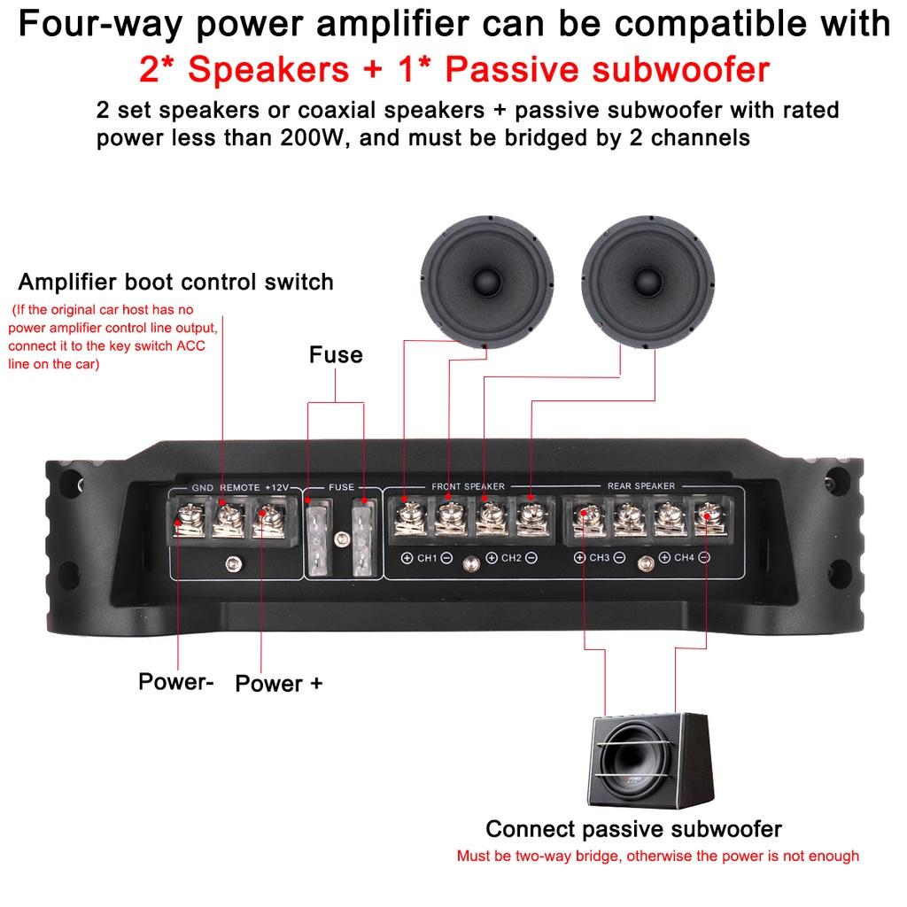 12V 9900W Car Amplifier 4-channel Powerful Car Audio Subwoofer Aluminum Alloy Vehicle Power Stereo Amp A/B Car Sound Amplifiers