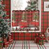 American Christmas Print Lace Curtain Short Window Valance Rectangular Decorative Kitchen Dining Bedroom
