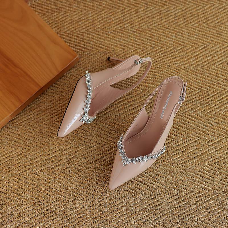 

Krazing Pot Cow Skin Summer Size 42 Thin High Heels Party Shoes Women Women Pointed Toe Crystal-studded Pumps 42 рожевий