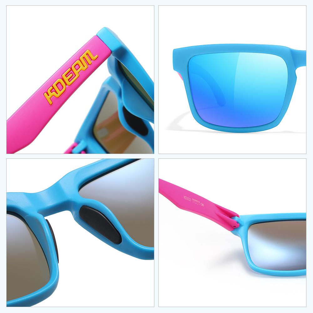 KDEAM Brand Men Square Polarized Sunglasses Colorful Design Cool Fashion Women Shades Summer Sun Glasses Mirrored Coating Lens