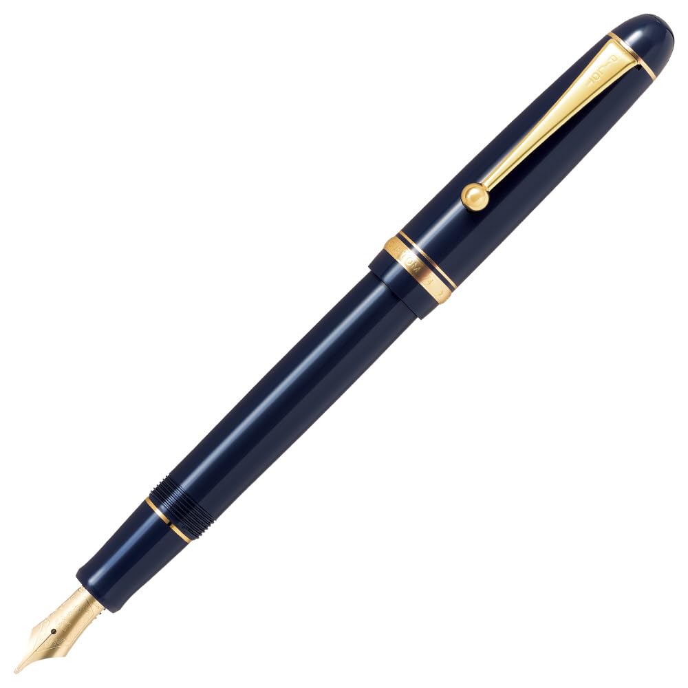 PILOT Custom 74 Fountain B Broad Dark Blue with Black 14K Pen, Nib, Nib, FKKN12SRDLB, Gold.