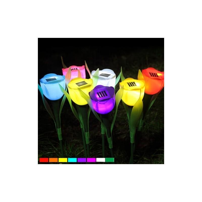 Elegante Luce LED Solare da Esterno a Fiore di Tulipano a 7 Colori per Bellissimi Sentieri del Giardino
