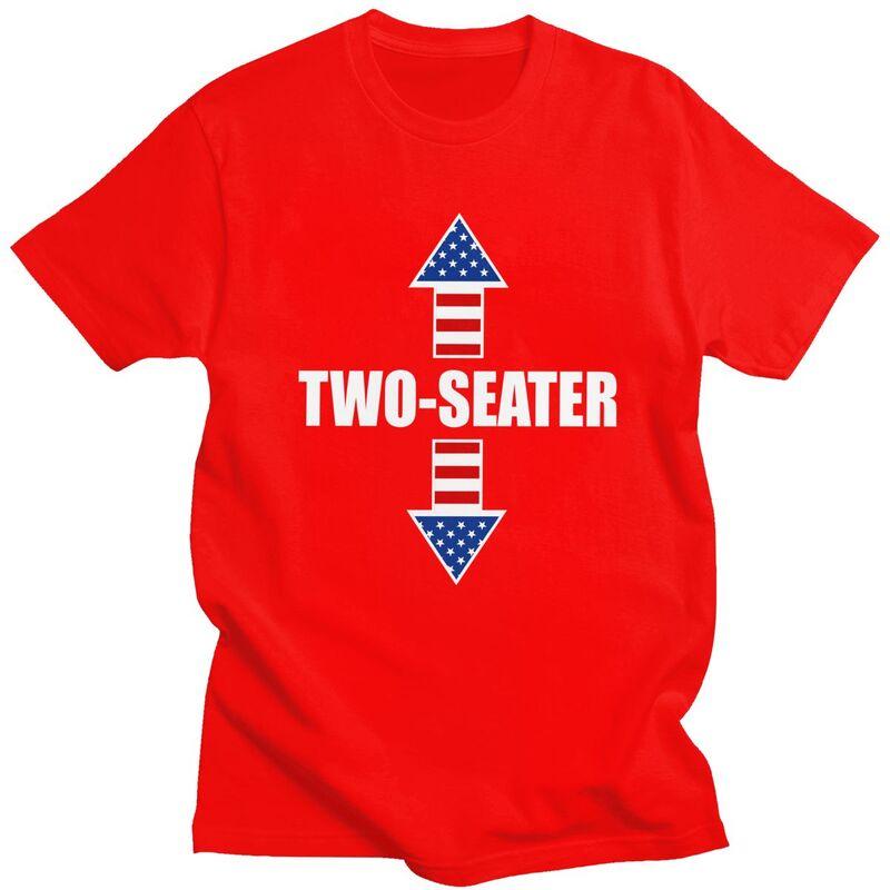 Two Seater USA Flag Arrows Tshirt for Unisex Short Sleeve Humor Sarcastic Quotes Tee Shirt Streetwear Summer 100 Cotton Camisetas S