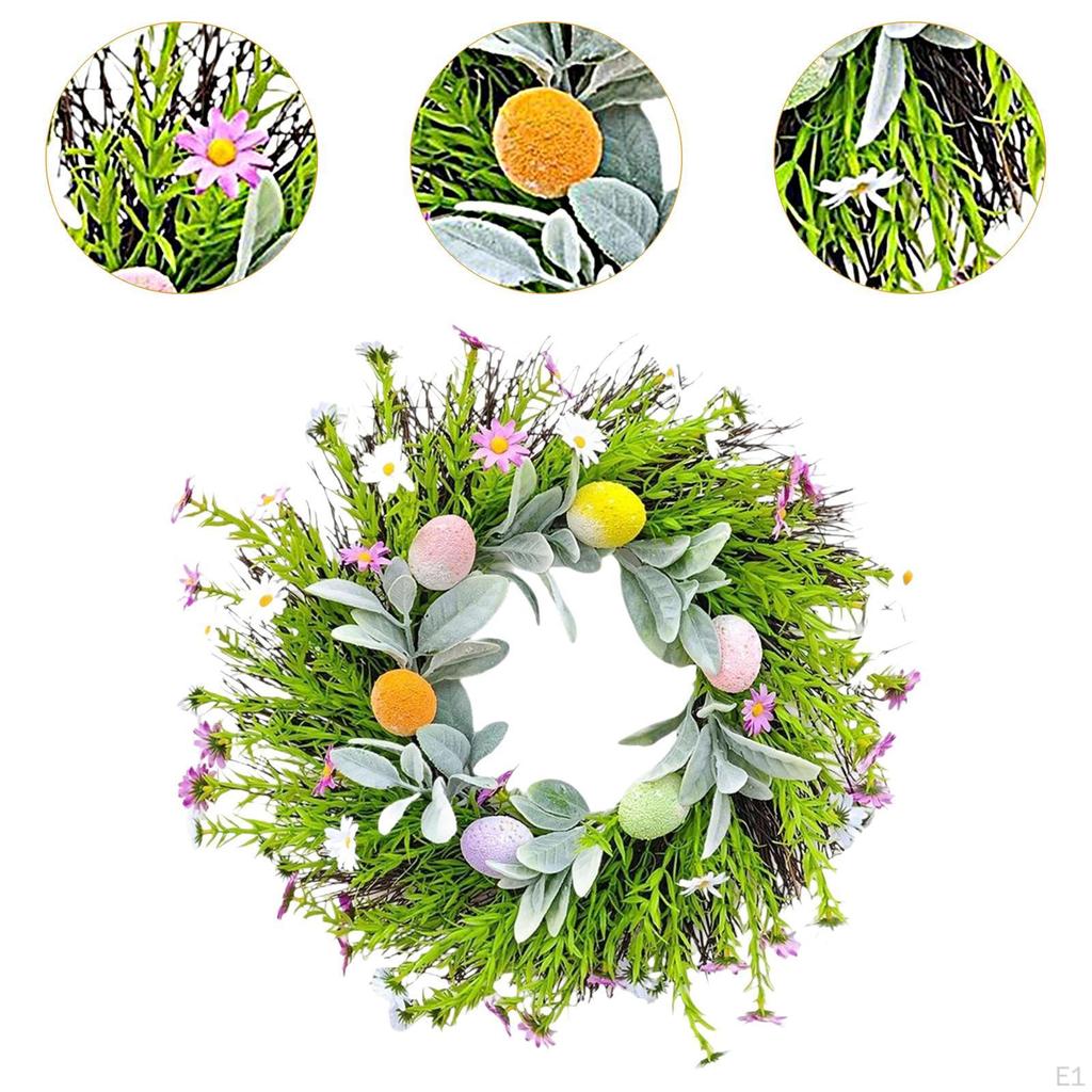 Oster-Eierkranz Dekoration Rattan Kunstblume Hängeornament für Festival,