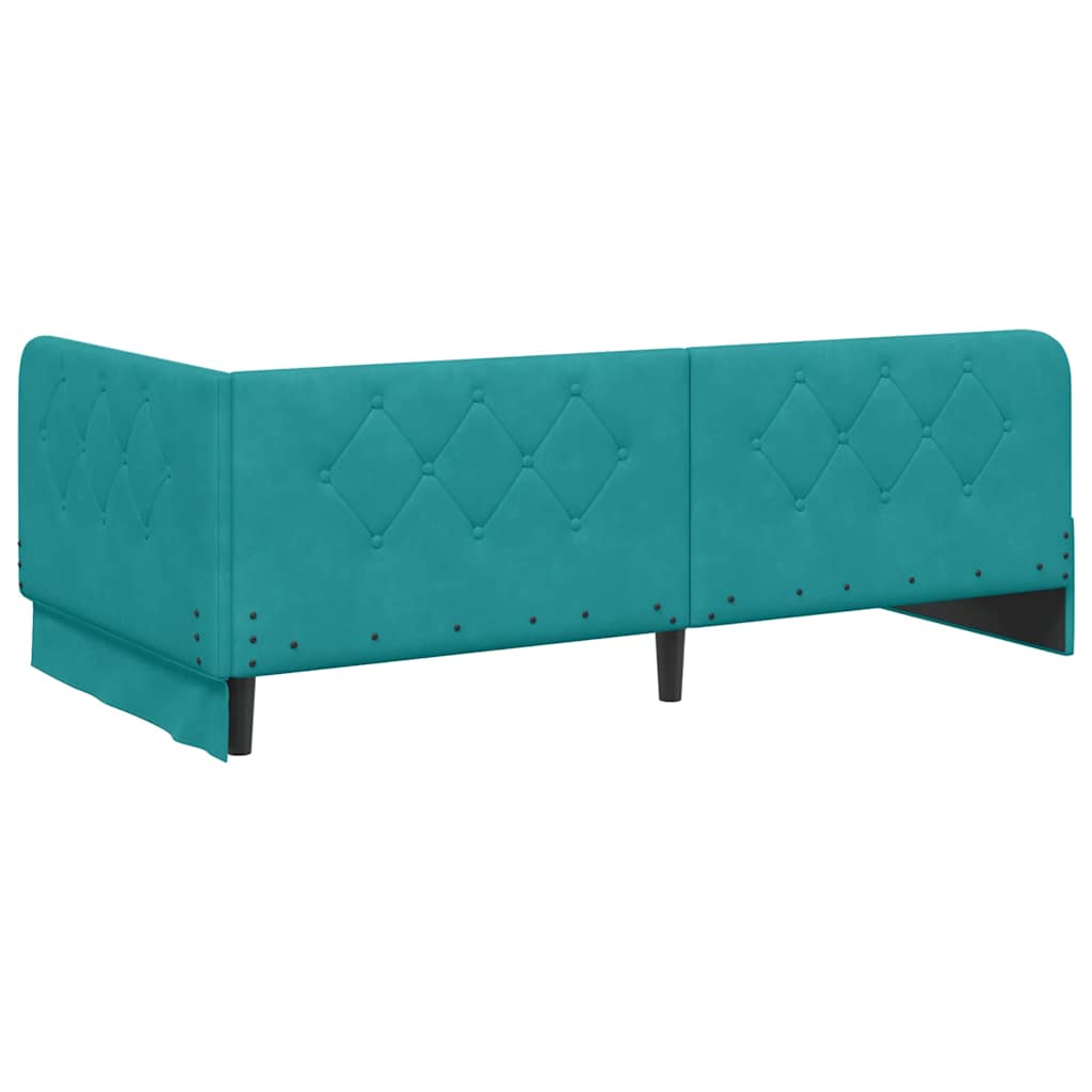 Corner Bed Frame Turquoise 100 X 200 Cm Velvet