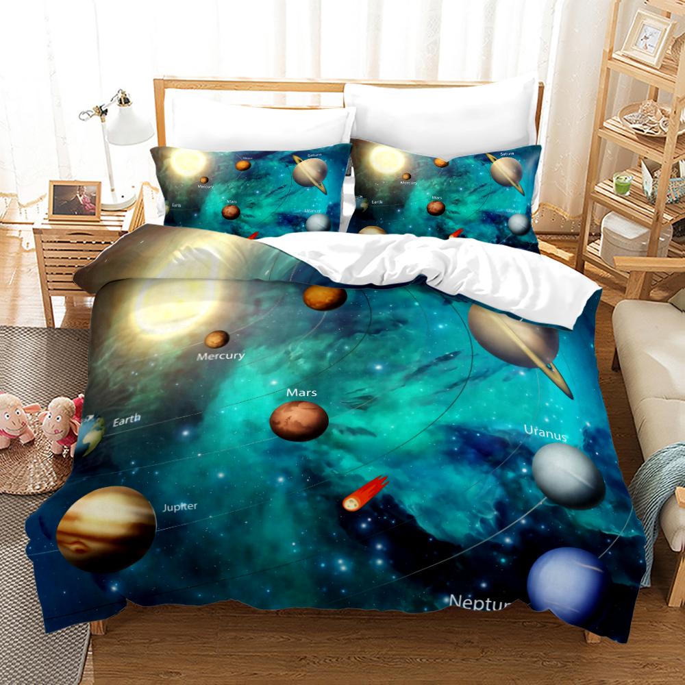 Space Galaxy Bedding Set Bedspread Single Twin Full Queen King Size Sky Milky Way Planet Bed Set Aldult Kid Duvetcover 06