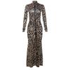 European and American Style 2023 Autumn and Winter New Cross-Border Women's High-Neck Long-Sleeve Fashion Bodycon Leopard Print Slim Dress
