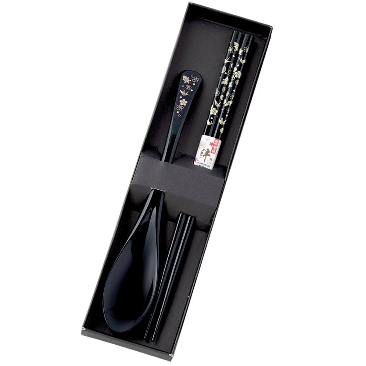 

Kano Chopsticks and Spoon Crane and Turtle Design Made in Boxed Gift Perfect for Respect for the Aged and Longevity Set, (Black), Japan, Set, Day, чёрный