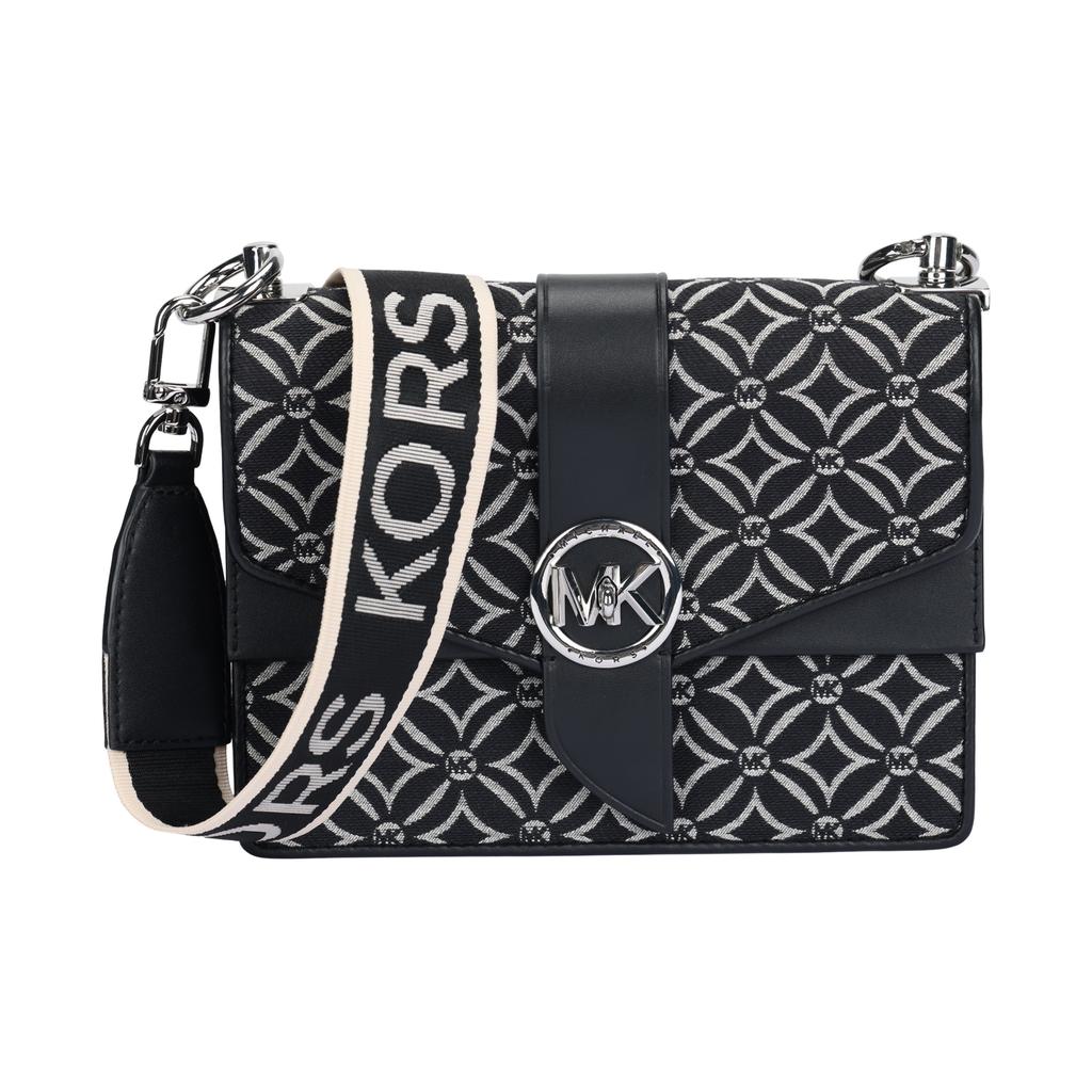 New MICHAEL KORS Greenwich Fabric Envelope Bag, Shoulder Bag, Crossbody Bag Small Women's Black & White 32F2SGRC5J-064