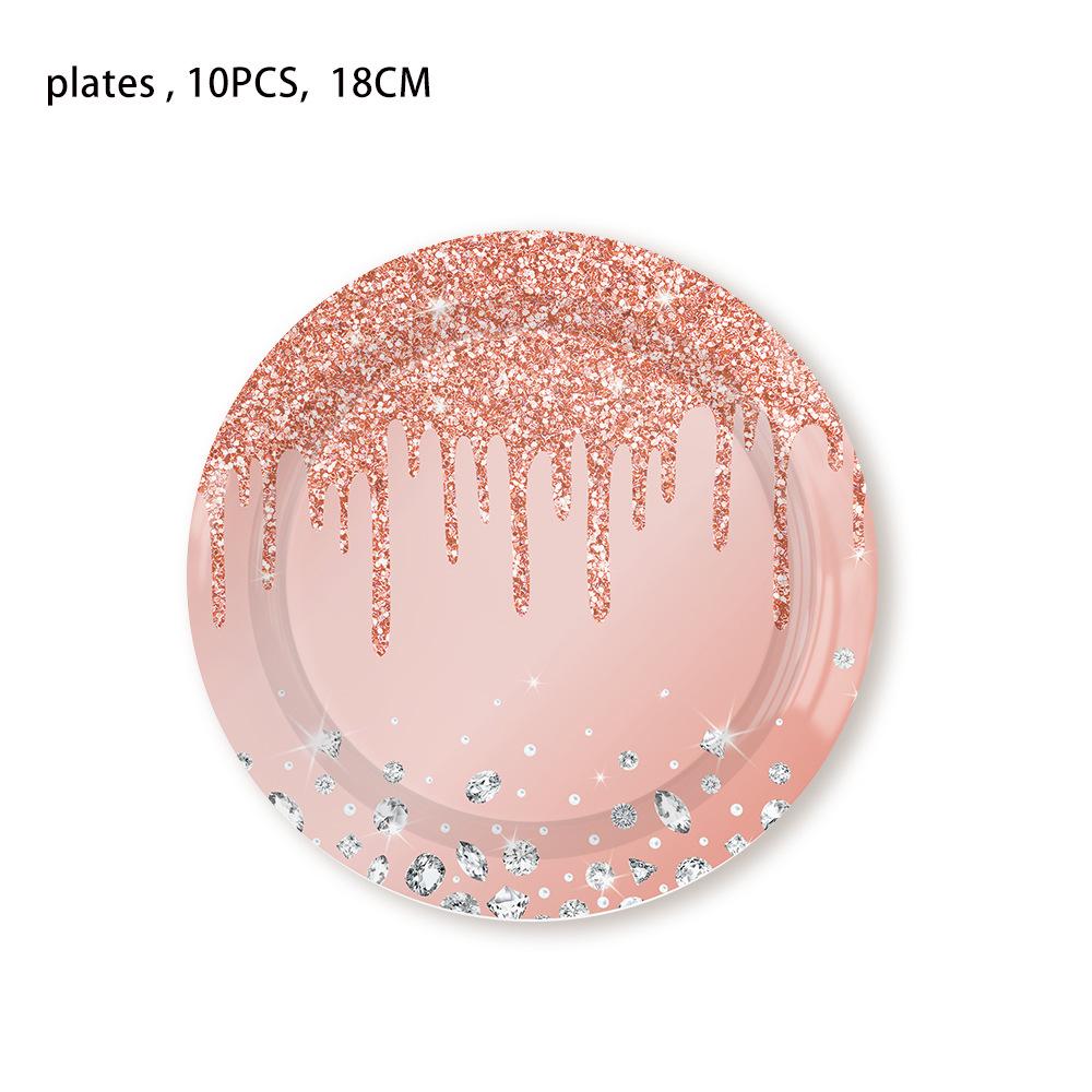 Pink Diamond Sequin Tableware Set: Birthday & Wedding Party Essentials