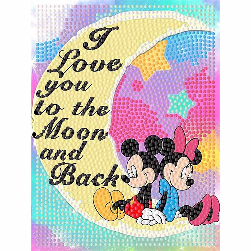 DIY Diamond Painting Kit with Frame,Moon Full Circle Mosaic 5D DIY Cross Stitch Kit Home Decoration with Frame, Handicraft Hobby Collection