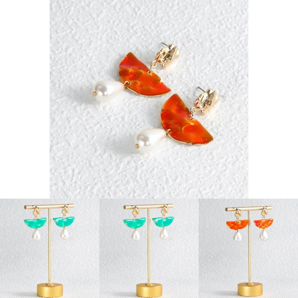 Contemporary Geometric Pearl Drop Earrings For Women Alloy Design Ideal For Gifting