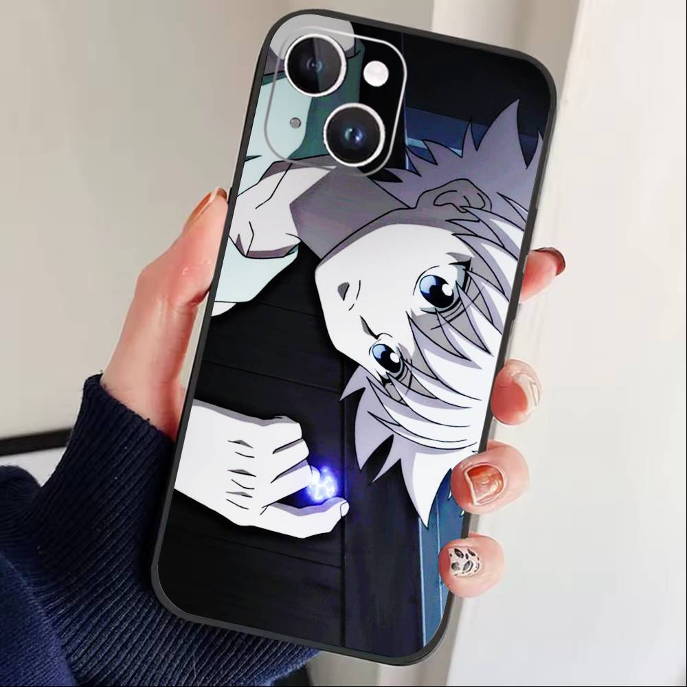 G-Killua Zoldyck K-Hunter X Hunter Phone Case For iPhone 17 16 15 14 13 12 Max Plus Silicone Black Cover