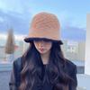 Japanese style Color blocked Bucket Hat Versatile Lambskin Knitted Fisherman Hat Small Warm Basin Hat That Shows Off Your Face Without Makeup