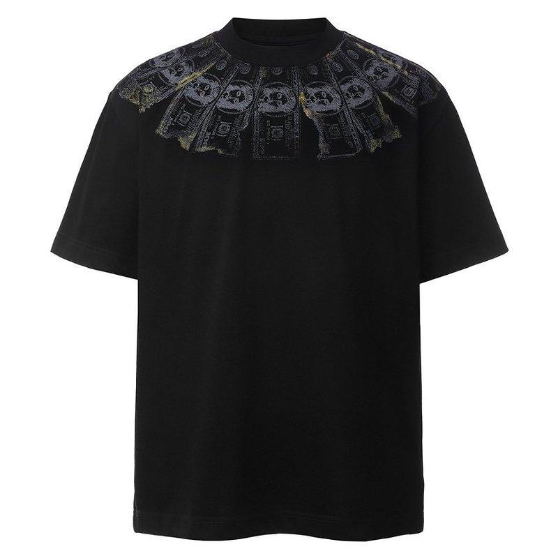 Foreign Trade Cross-border Dollar Pattern Printing Short-sleeved T-shirt, Semi-turtleneck Design Personalized Street Style Loose Trendy Men's Clothing