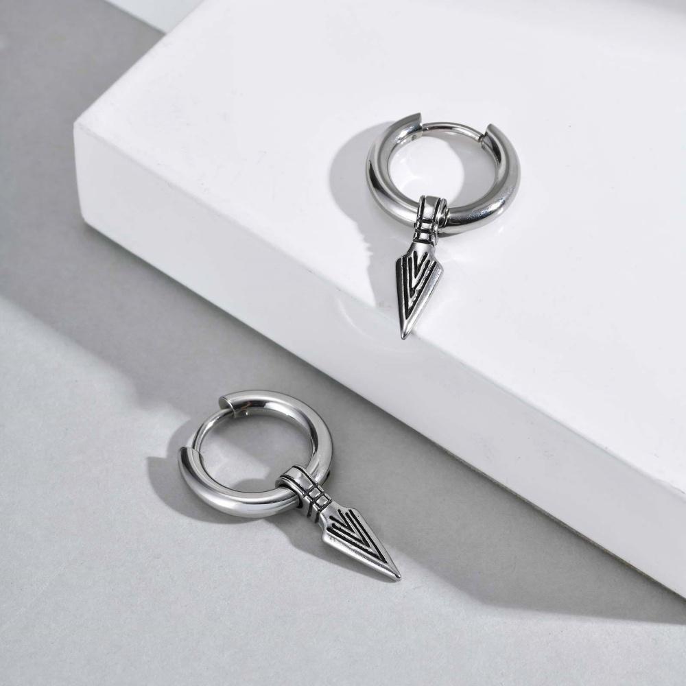 Stainless Steel Waterproof Earrings New Personalized Design Triangle Spearhead Pendant Earrings Trend Hip Hop Rock Party Jewelry