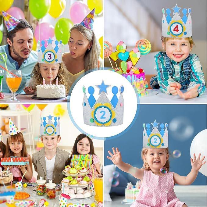 3D Stickers Boys & Girls Adjustable Fabric Crown Gift Party Decoration Birthday 0-9 Replaceable Numbers, party, home, Kids gift