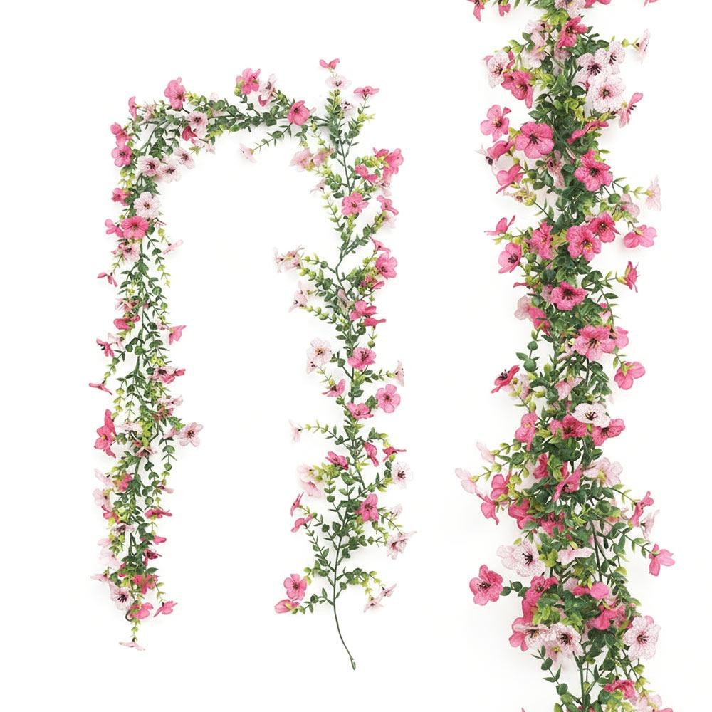 Multicolor Artificial Violet Flower Vine Green Eucalyptus Leaves 132 Flowers Faux Flower Violet Photo Props DIY Accessories розовый