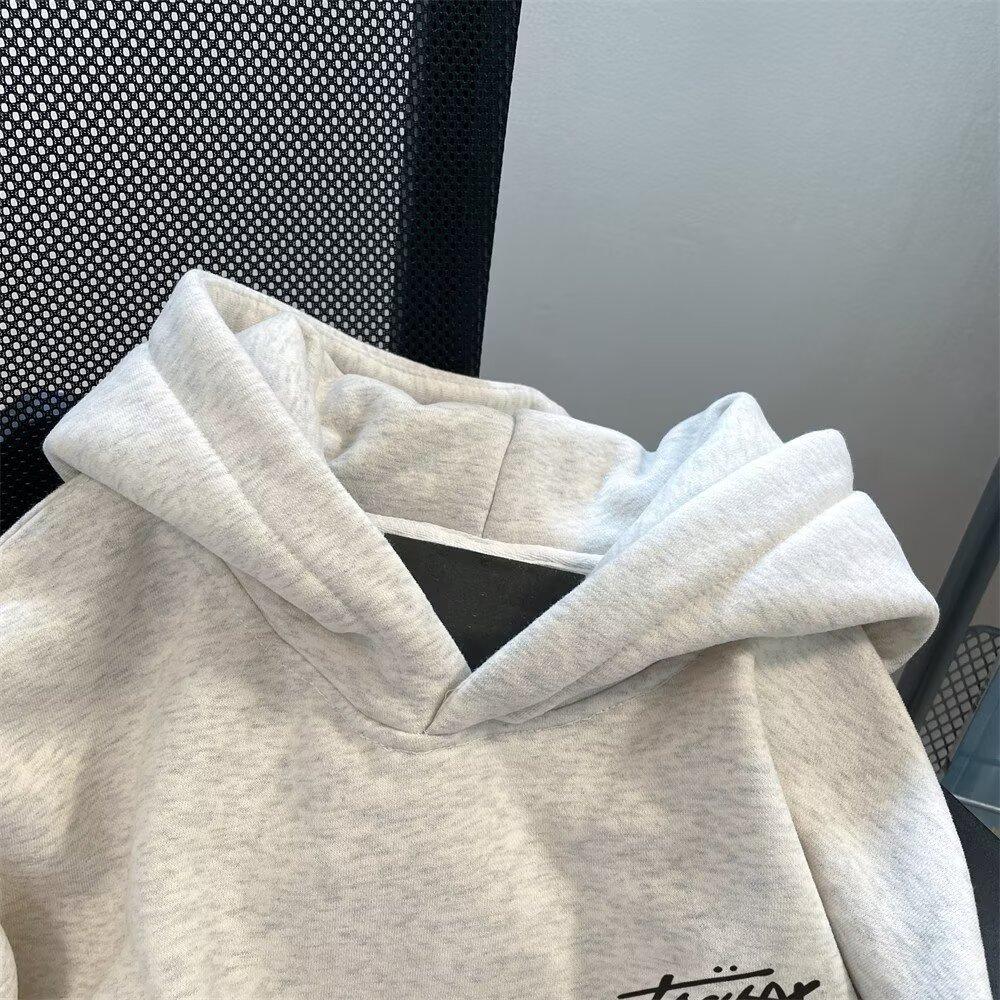 Felpa con cappuccio stampata biliardo 8 nera uomo velluto marca marea nazionale coppia autunno inverno larga ins cappotto pesante