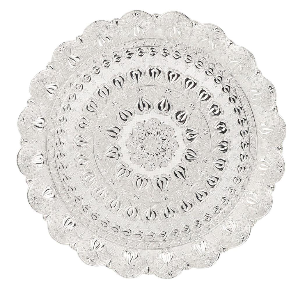 Turkish Tea Coffee Serving Tray Vintage Style Embossed Pattern Round Coffee Plate for Bar Outdoor