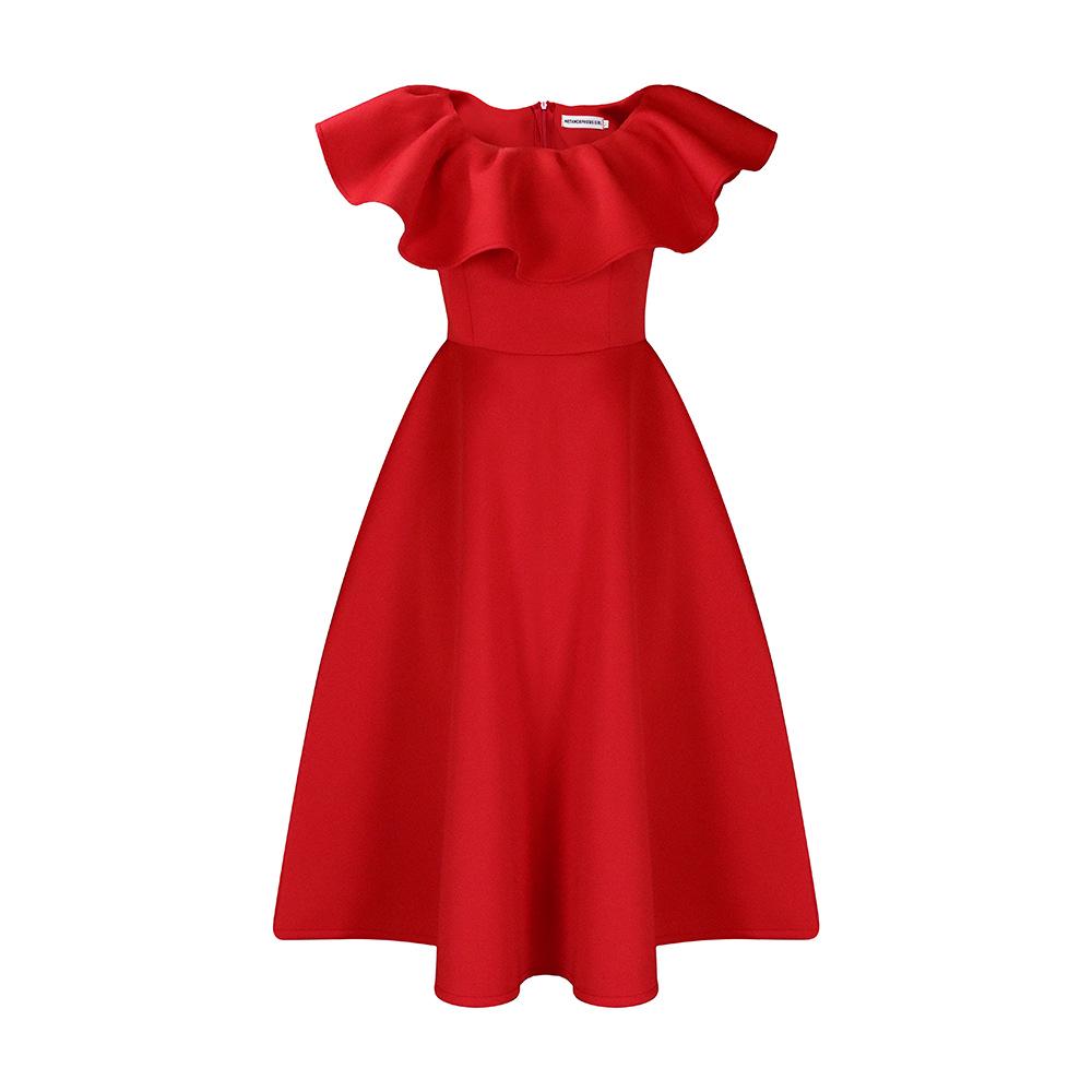 D367 European & American Summer Fashion Women's Ruffled Banquet Dress