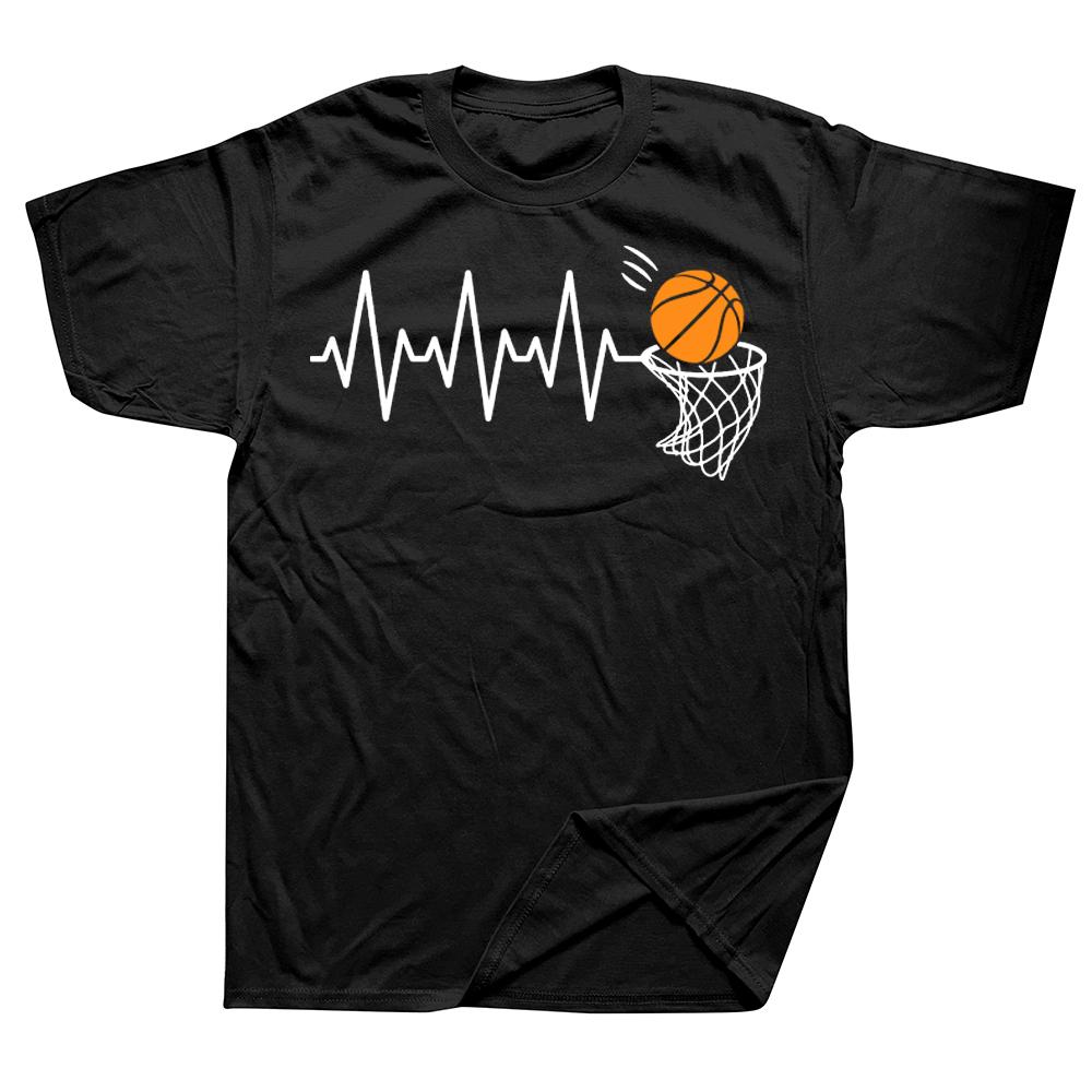 Basketball Heartbeat Lover Funny Novelty T Shirts Summer Basketball Game Board Short Sleeve Birthday Gifts Tshirt Mens Clothing