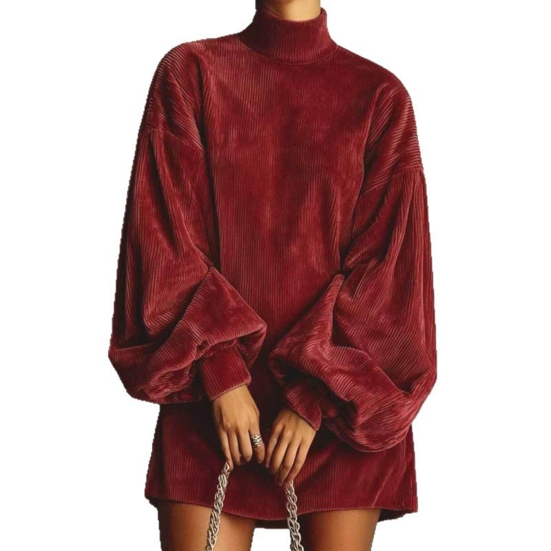 Women S Loose Long Sleeve Lantern Sleeve A Line Dress
